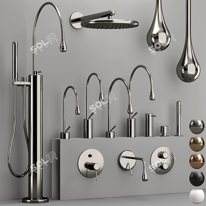 Modern Gessi GOCCIA Faucet Collection 3D model image 1