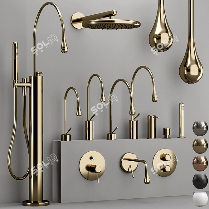 Modern Gessi GOCCIA Faucet Collection 3D model image 2