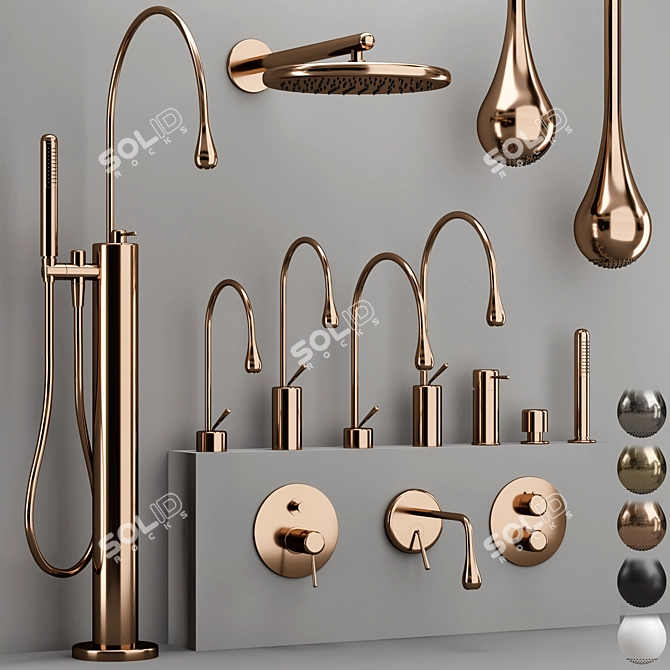 Modern Gessi GOCCIA Faucet Collection 3D model image 3