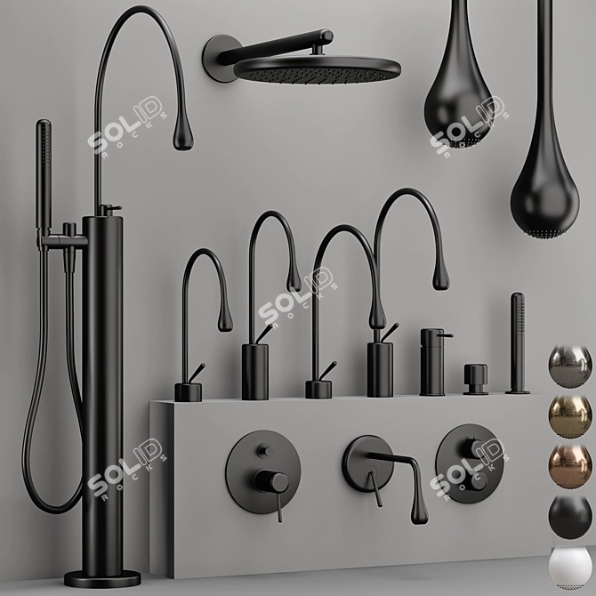 Modern Gessi GOCCIA Faucet Collection 3D model image 4