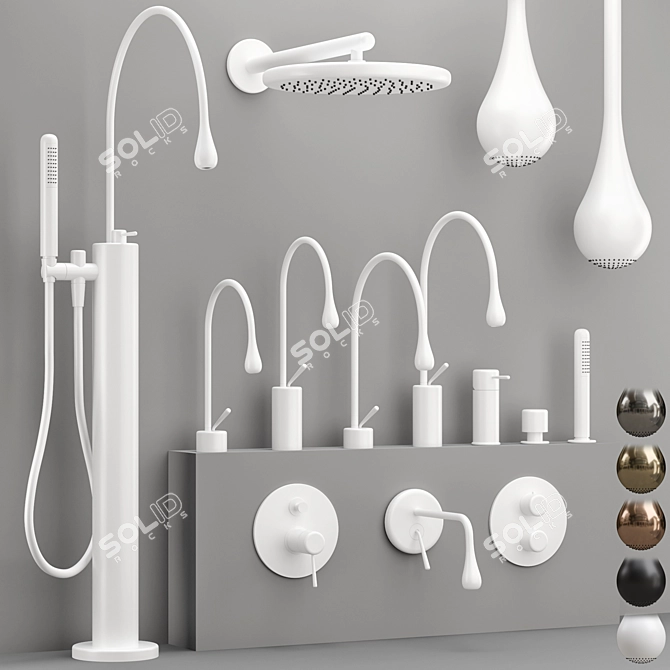 Modern Gessi GOCCIA Faucet Collection 3D model image 5
