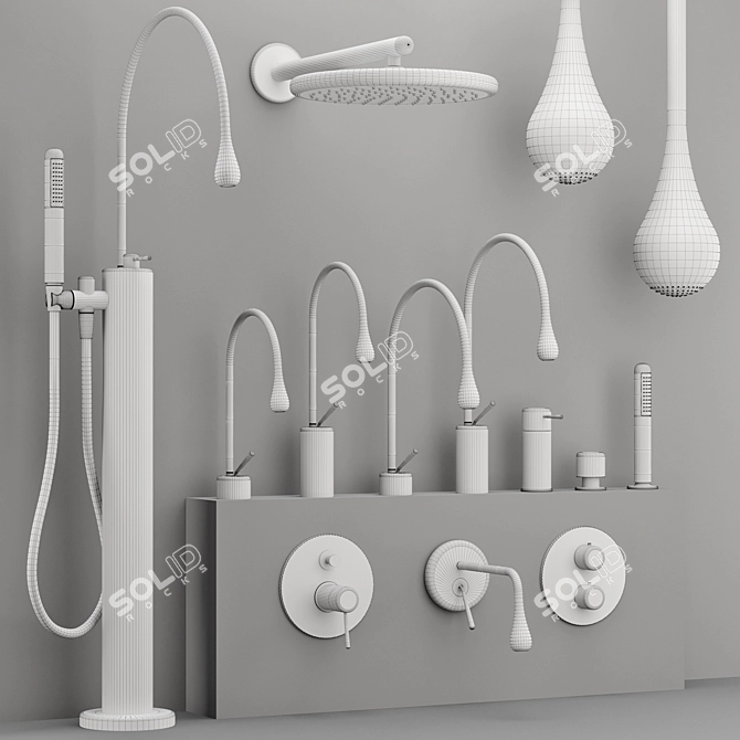 Modern Gessi GOCCIA Faucet Collection 3D model image 6