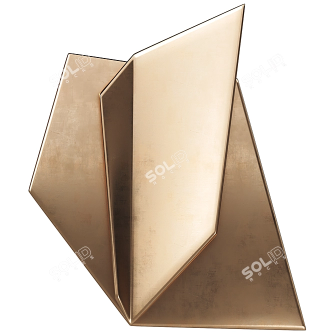 Golden Metal Wall Art Decoration 3D model image 1