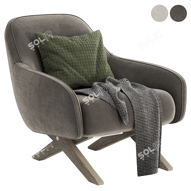 Marlon Armchair: Stylish Comfort Choice 3D model image 2