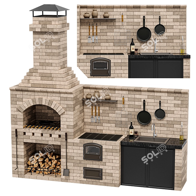 Outdoor BBQ Grill BIG R78 3D model image 1