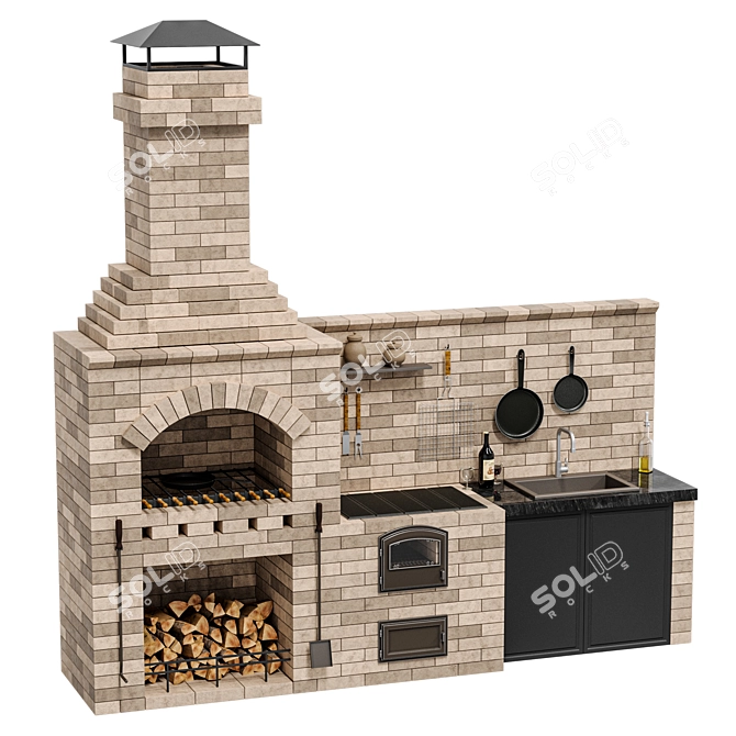 Outdoor BBQ Grill BIG R78 3D model image 2