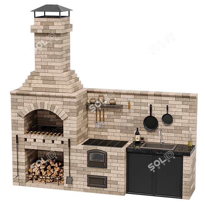 Outdoor BBQ Grill BIG R78 3D model image 4