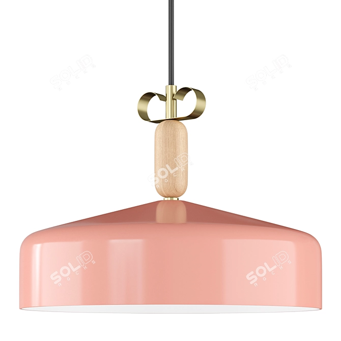 BON TON Hanging Light, Oak Insets 3D model image 4