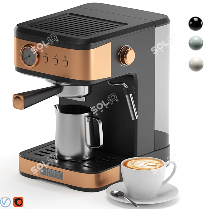 Stylish Espresso Maker, 3-in-1 3D model image 8