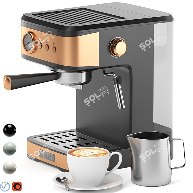 Stylish Espresso Maker, 3-in-1 3D model image 15