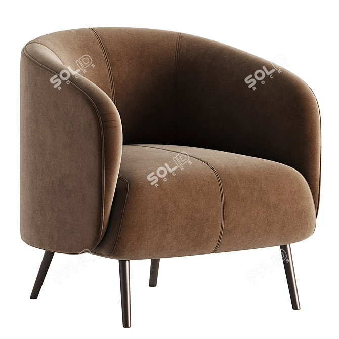 Contemporary Amalfi Armchair in Fabric 3D model image 2