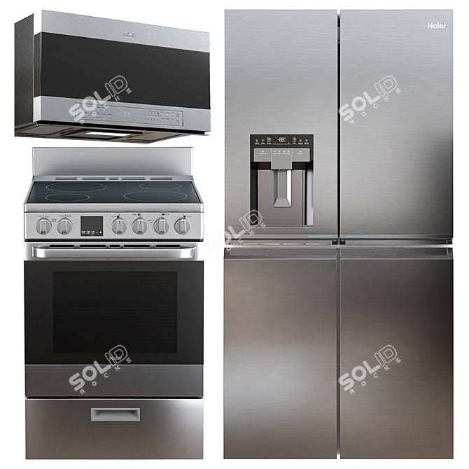 Haier 4-Piece Appliance Set 3D model image 1