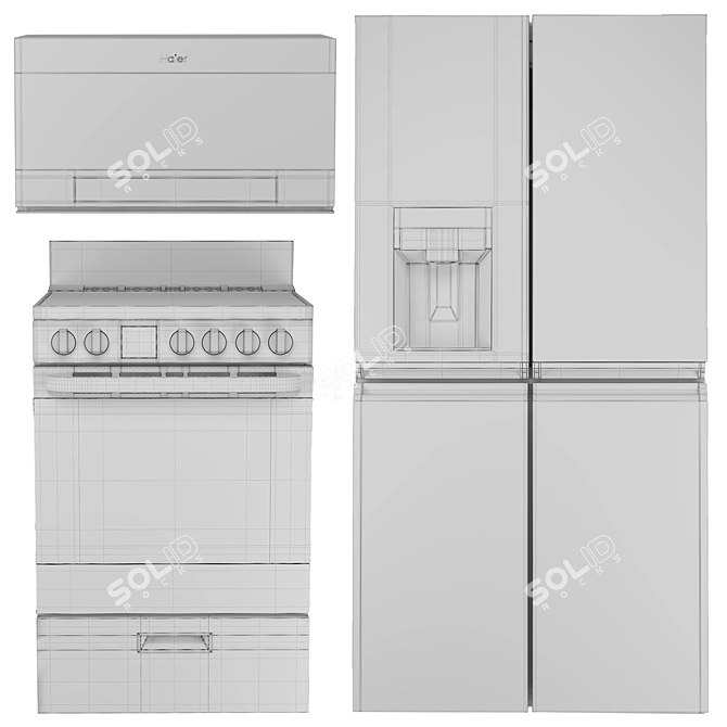 Haier 4-Piece Appliance Set 3D model image 5