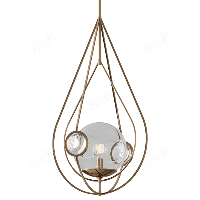 Radiant Gold Tear Drop Pendant 3D model image 1