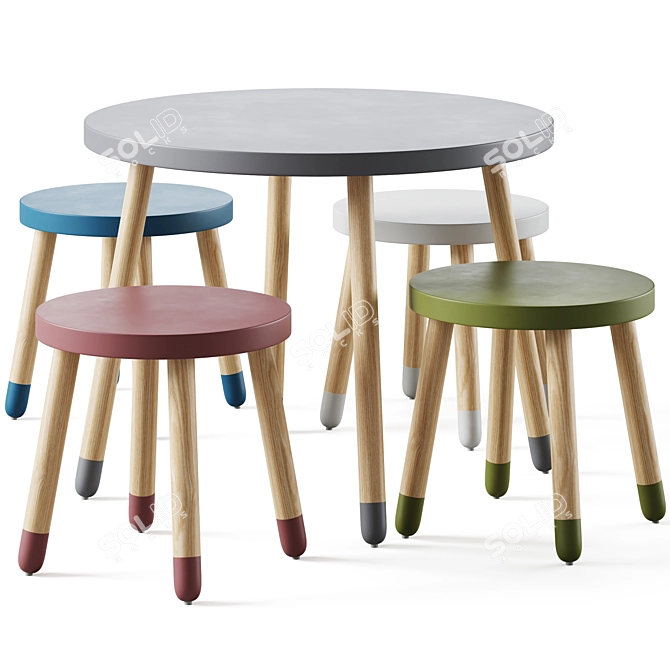  Flexa Kids Table & Chairs 3D model image 1