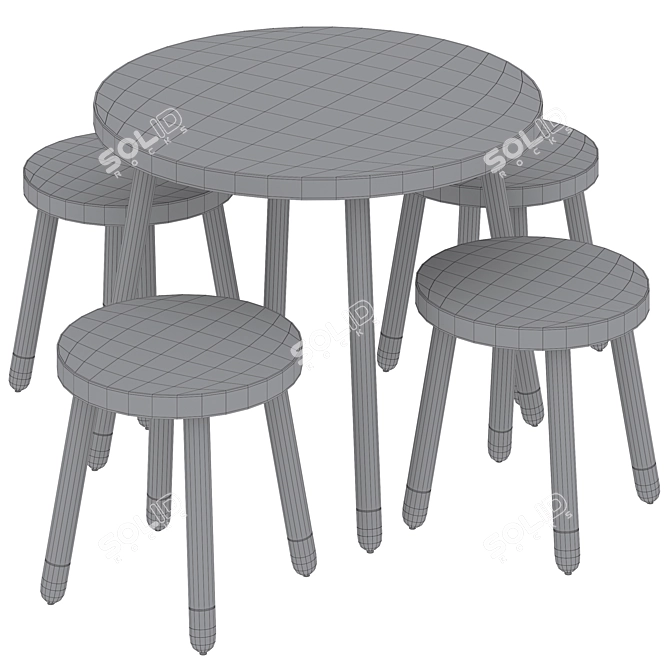  Flexa Kids Table & Chairs 3D model image 5