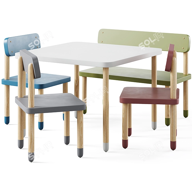 Flexa Kids Furniture Set 3D model image 1