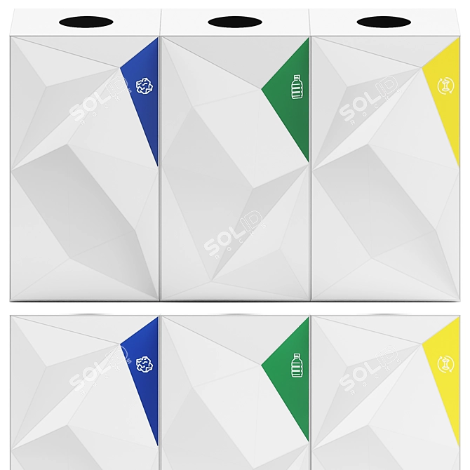 Vevey Metal Waste Paper Bin 3D model image 1