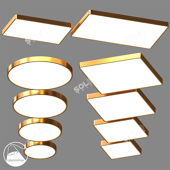 Copper Flat Ceiling Lamps Collection 3D model image 1