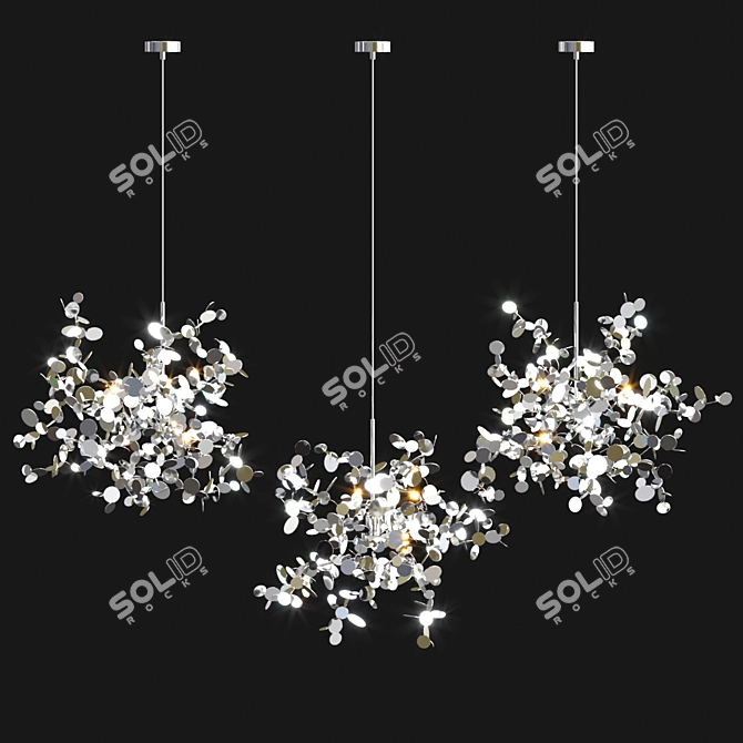 Handcrafted Argent Pendant Light 3D model image 3