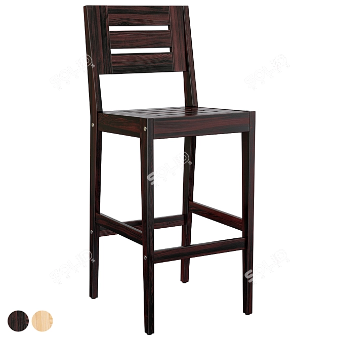 Nordic Outdoor Brown Bar Stool 3D model image 1