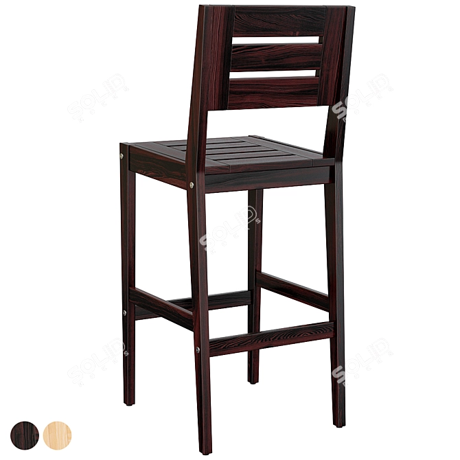 Nordic Outdoor Brown Bar Stool 3D model image 3