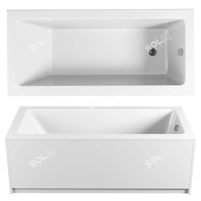Excellent Wave Acrylic Bathtub, 180x80 3D model image 1