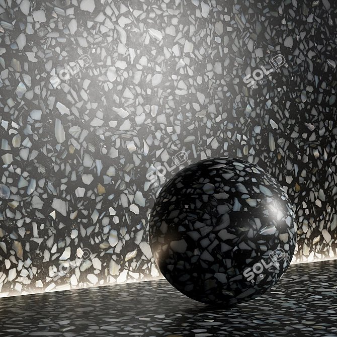 Seamless Black Terrazzo PBR Material 3D model image 1