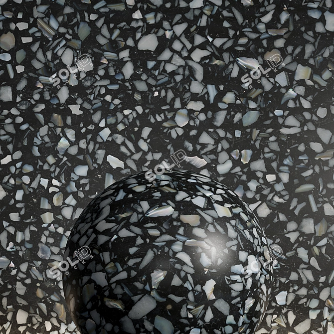 Seamless Black Terrazzo PBR Material 3D model image 2