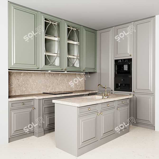  Modular Kitchen CAD Model 3D model image 1