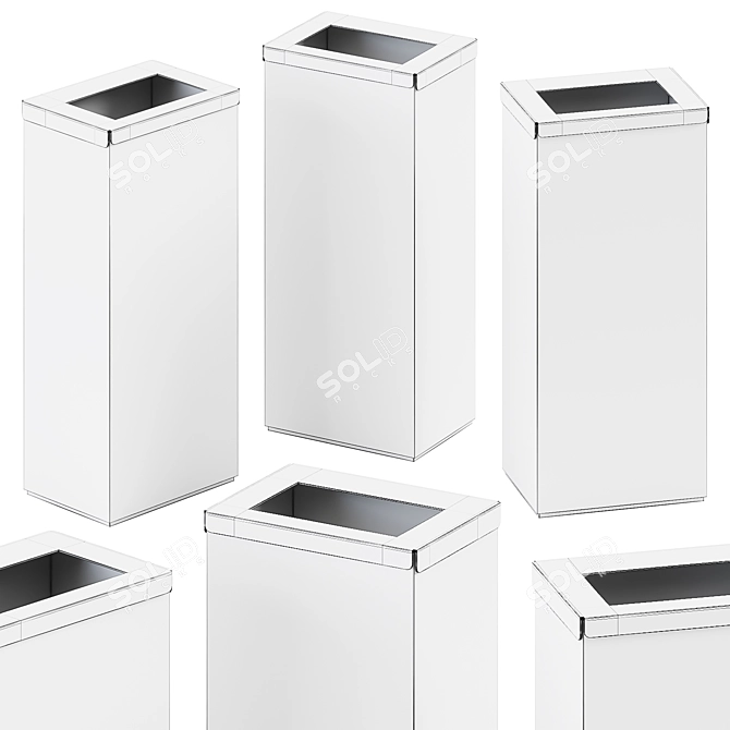  Sleek Metal Waste Paper Bin 3D model image 2