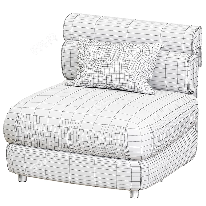 Elegant Velvet Armless Chair 3D model image 4