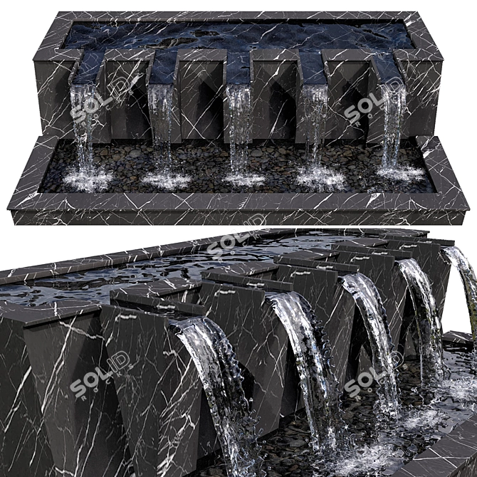 Versatile Waterfall Fountain Decoration 3D model image 2