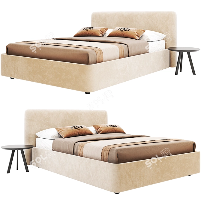 Glamorous Joy Fabric Bed Frame 3D model image 1