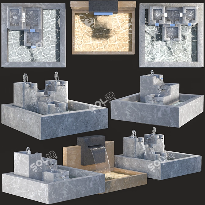 Multi-Directional Fountain Trio 3D model image 1