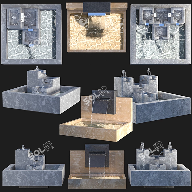 Multi-Directional Fountain Trio 3D model image 2