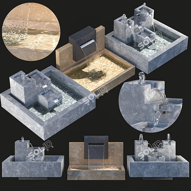 Multi-Directional Fountain Trio 3D model image 3