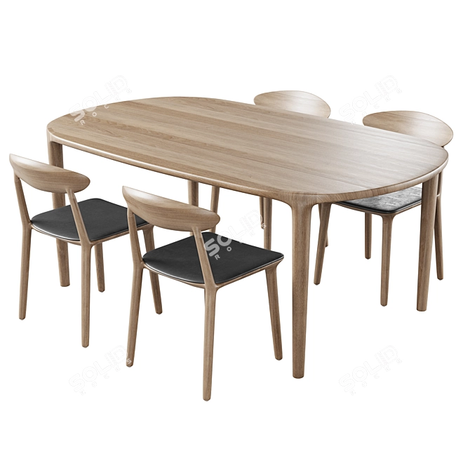 Elegant Dining Set "WU" Artisan 3D model image 2