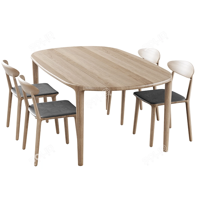 Elegant Dining Set "WU" Artisan 3D model image 3