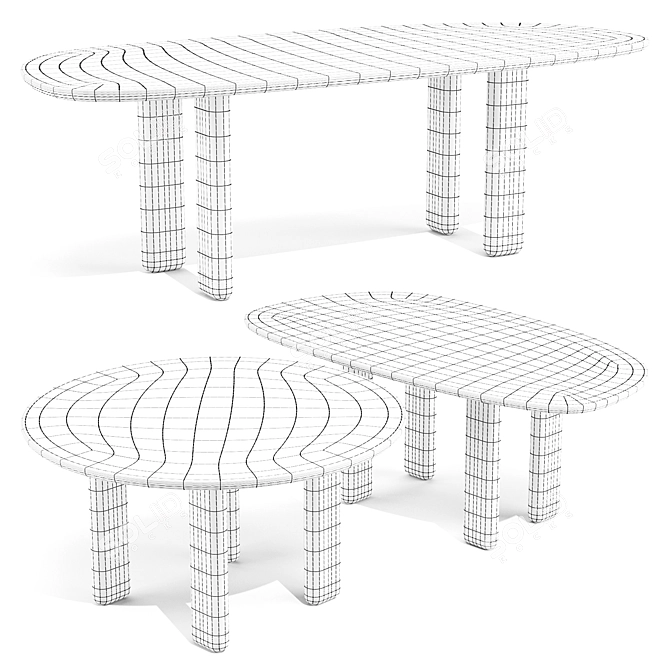 Caillou Dining Table Natural Wood 3D model image 3