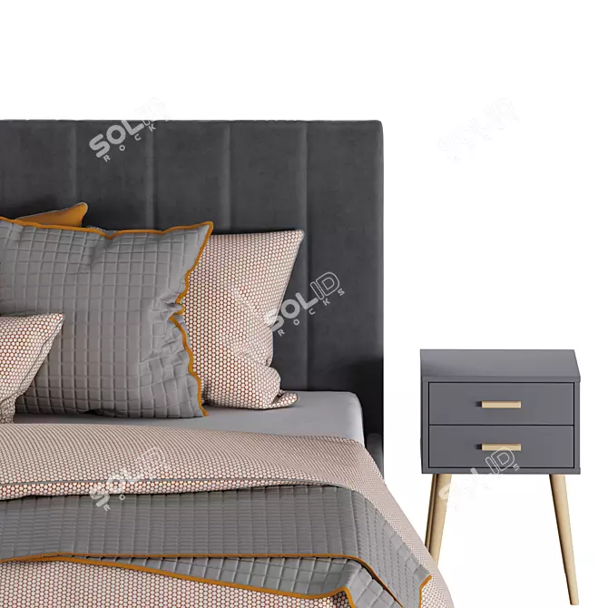 Vega Bed and Iveyn Nightstand 3D model image 3