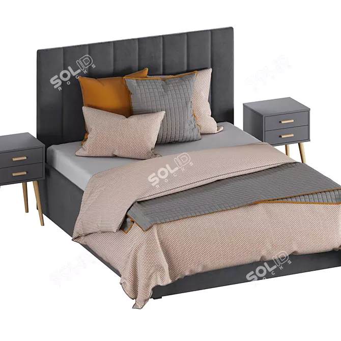 Vega Bed and Iveyn Nightstand 3D model image 4
