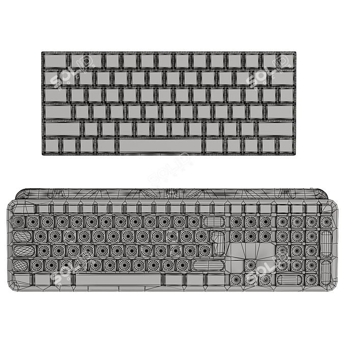 Dual Keyboard Set: Apple & Logitech 3D model image 4