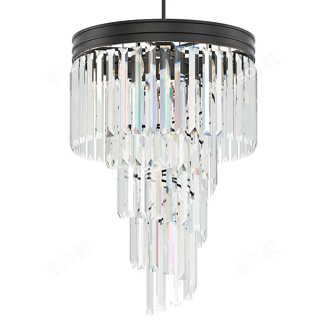 Helix Black Chandelier Cascading Glass 3D model image 1