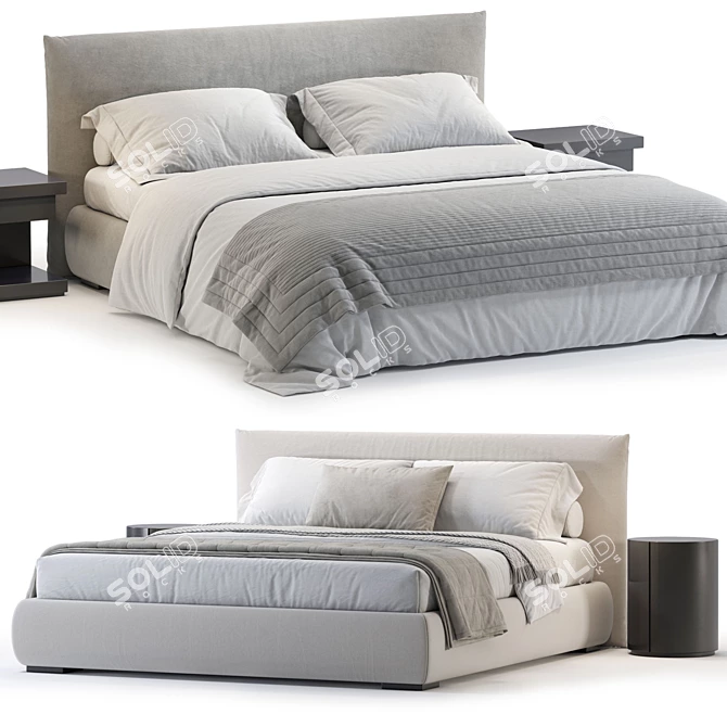 Luxury Meridiani Scott Bed 3D Model 3D model image 1