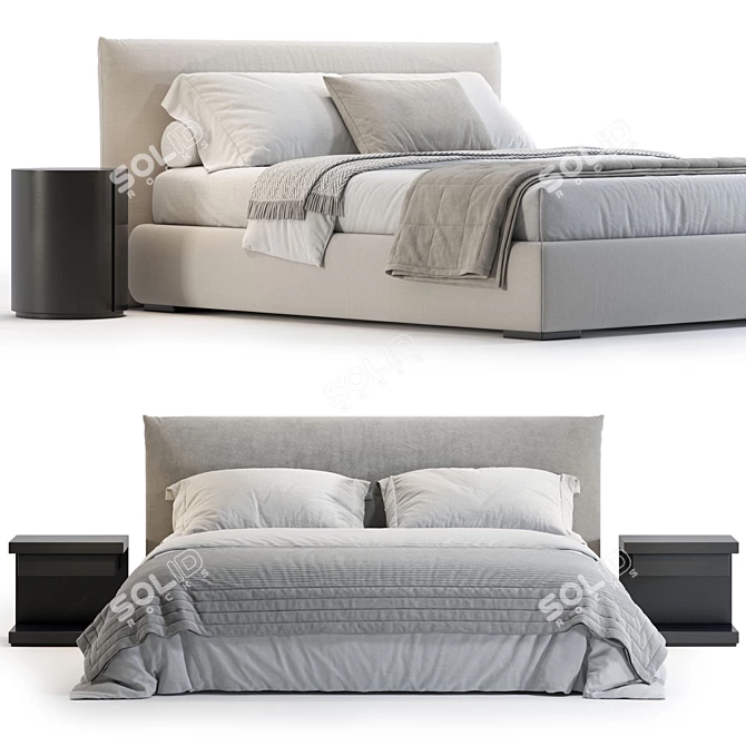 Luxury Meridiani Scott Bed 3D Model 3D model image 3