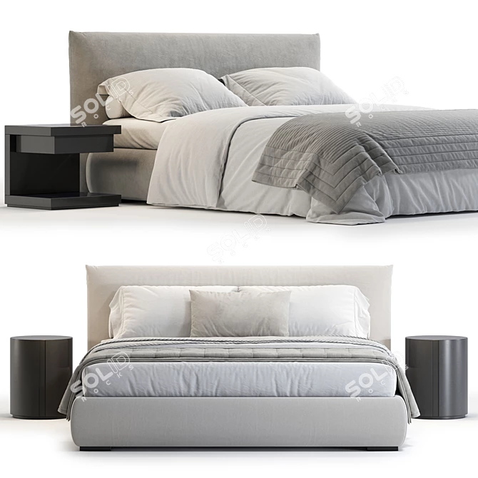 Luxury Meridiani Scott Bed 3D Model 3D model image 4