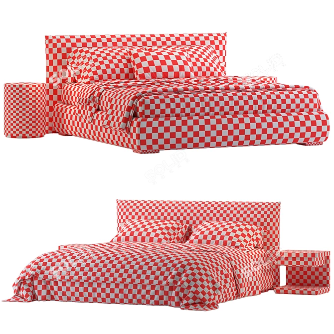 Luxury Meridiani Scott Bed 3D Model 3D model image 5