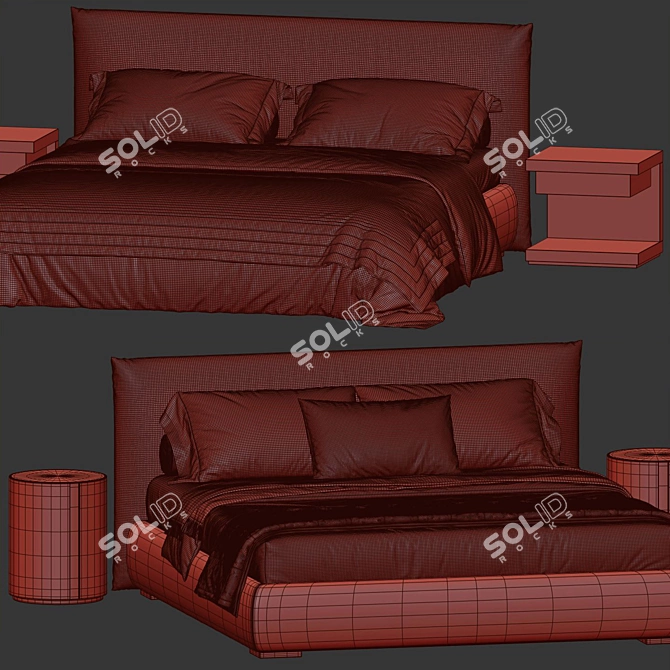 Luxury Meridiani Scott Bed 3D Model 3D model image 6