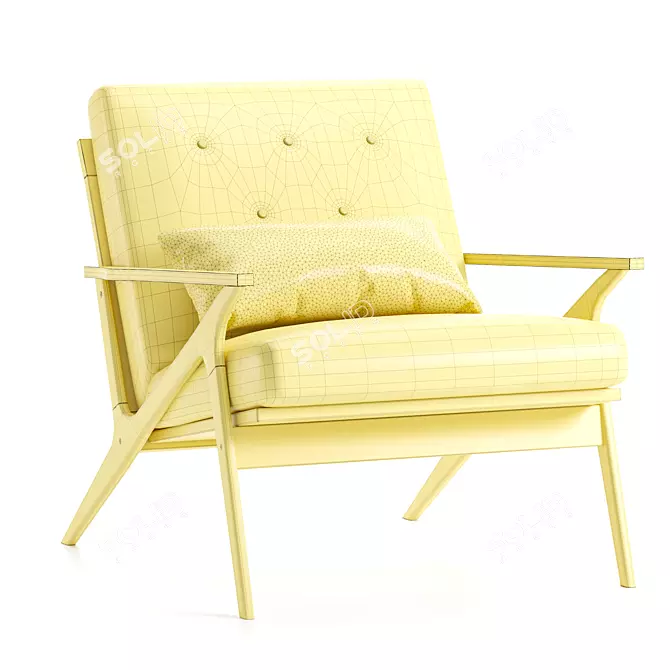 Mid-Century Cavett Tufted Chair 3D model image 2